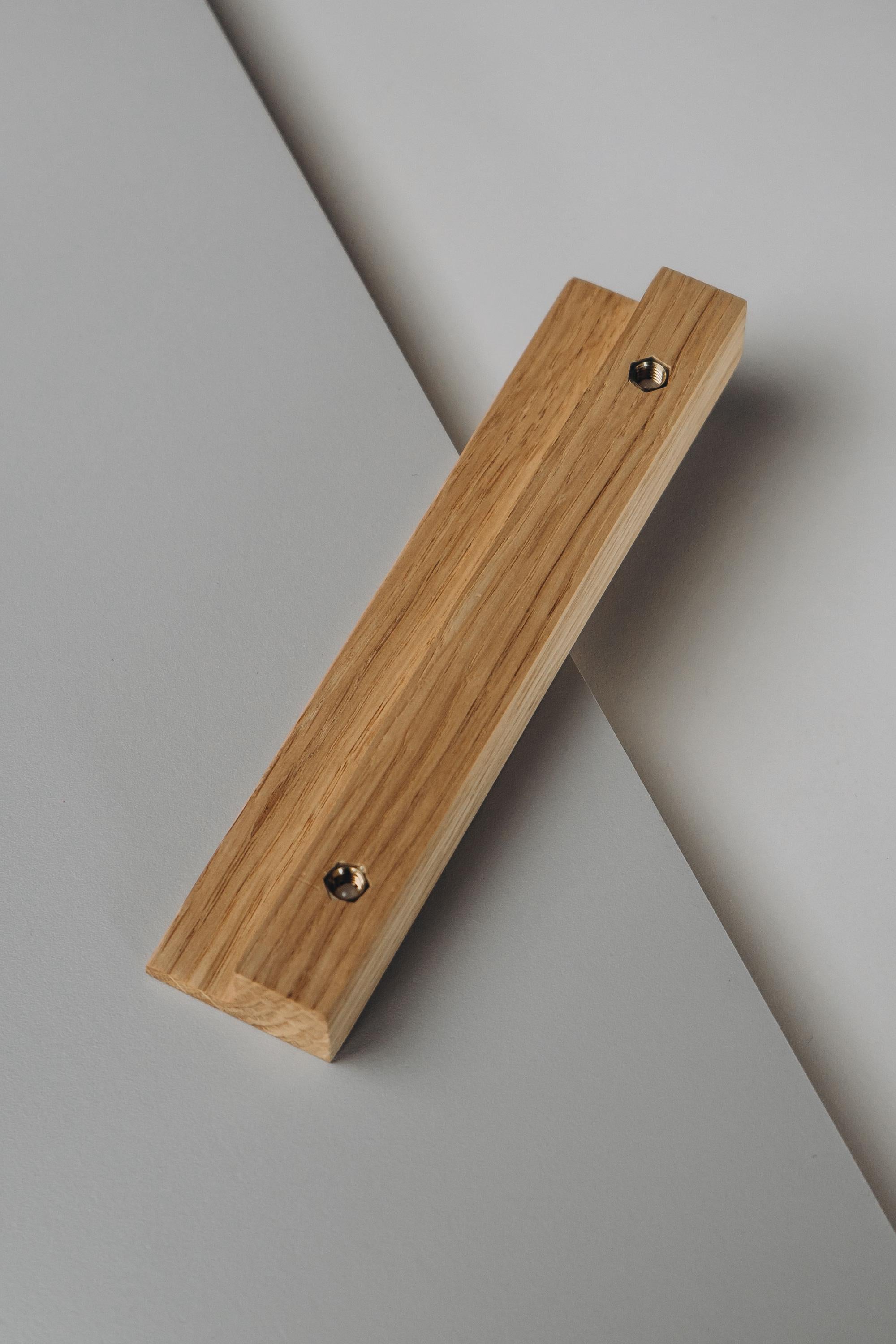 Long Solid Oak Cabinet Handles, Minimalist Wooden Drawer Pulls, Modern Furniture Hardware