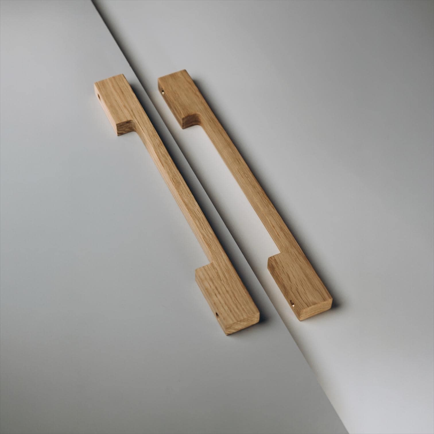 Long Solid Oak Cabinet Handles, Minimalist Wooden Handles for Cabinets and Drawers, Modern Furniture Hardware