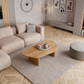 **Solid Oak Coffee Table, Organic Wooden Center Table, Japandi Minimalist Living Room Furniture**