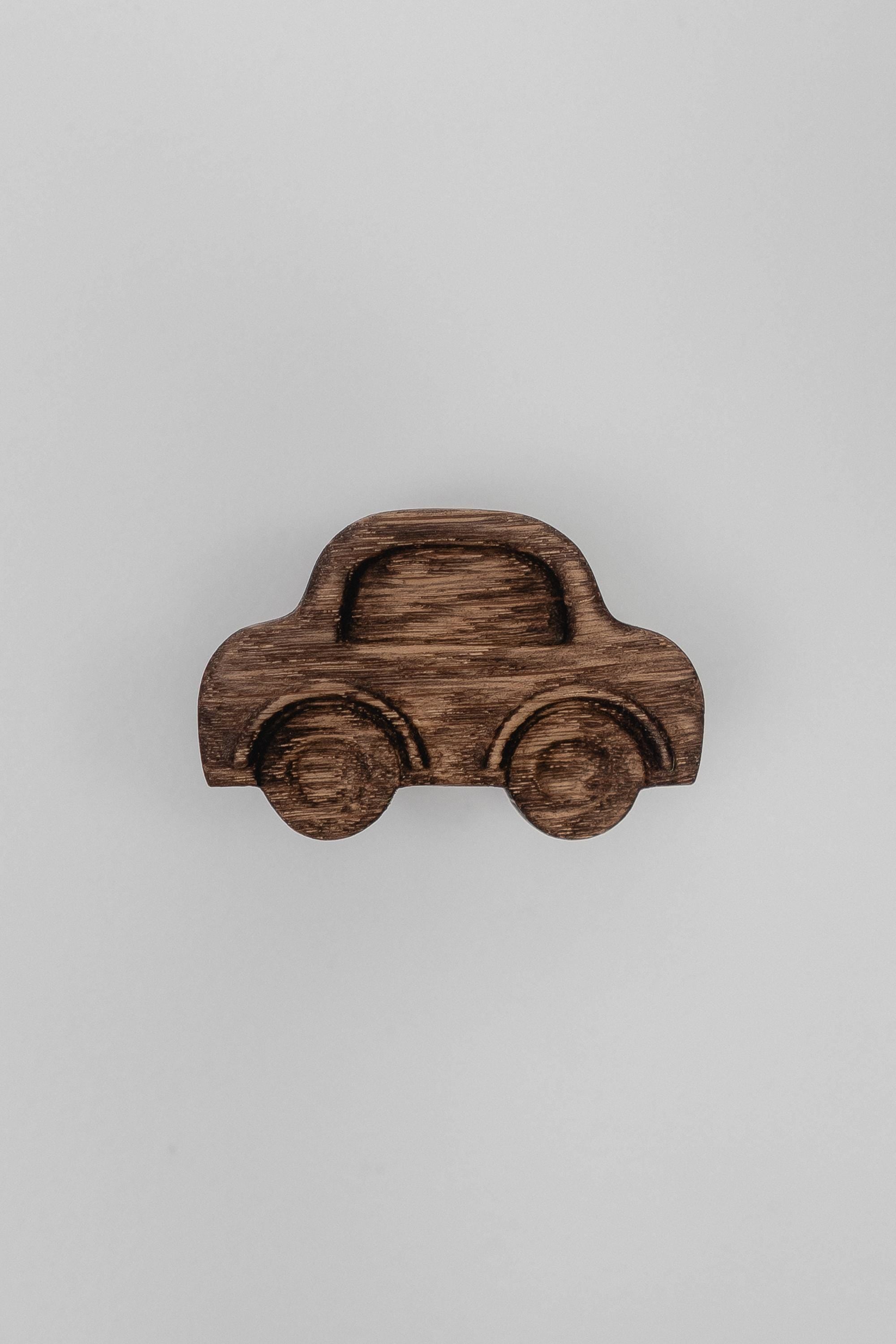 Solid Oak Car Drawer Knob, Natural Wooden Cabinet Handle for Kids' Room Furniture