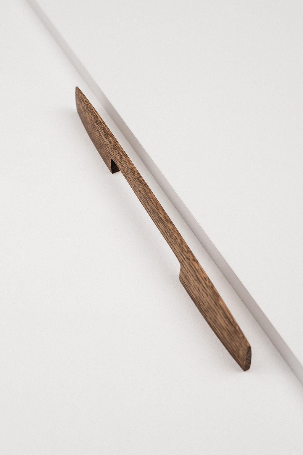 Ridge Solid Oak Cabinet Handle, Geometric Wooden Handle for Kitchen Cabinets and Furniture, Walnut Finish