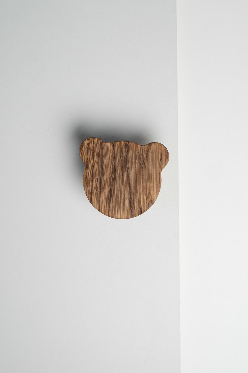 Bear Wooden Cabinet Knob, Solid Oak Kids Furniture Knob, Nursery Dresser and Wardrobe Handle