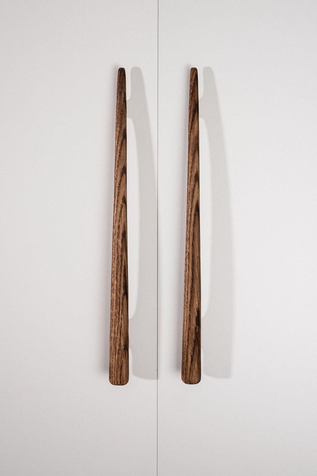 Glide Solid Oak Cabinet Handle, Long Wooden Handle for Kitchen Cabinets and Furniture, Walnut Finish