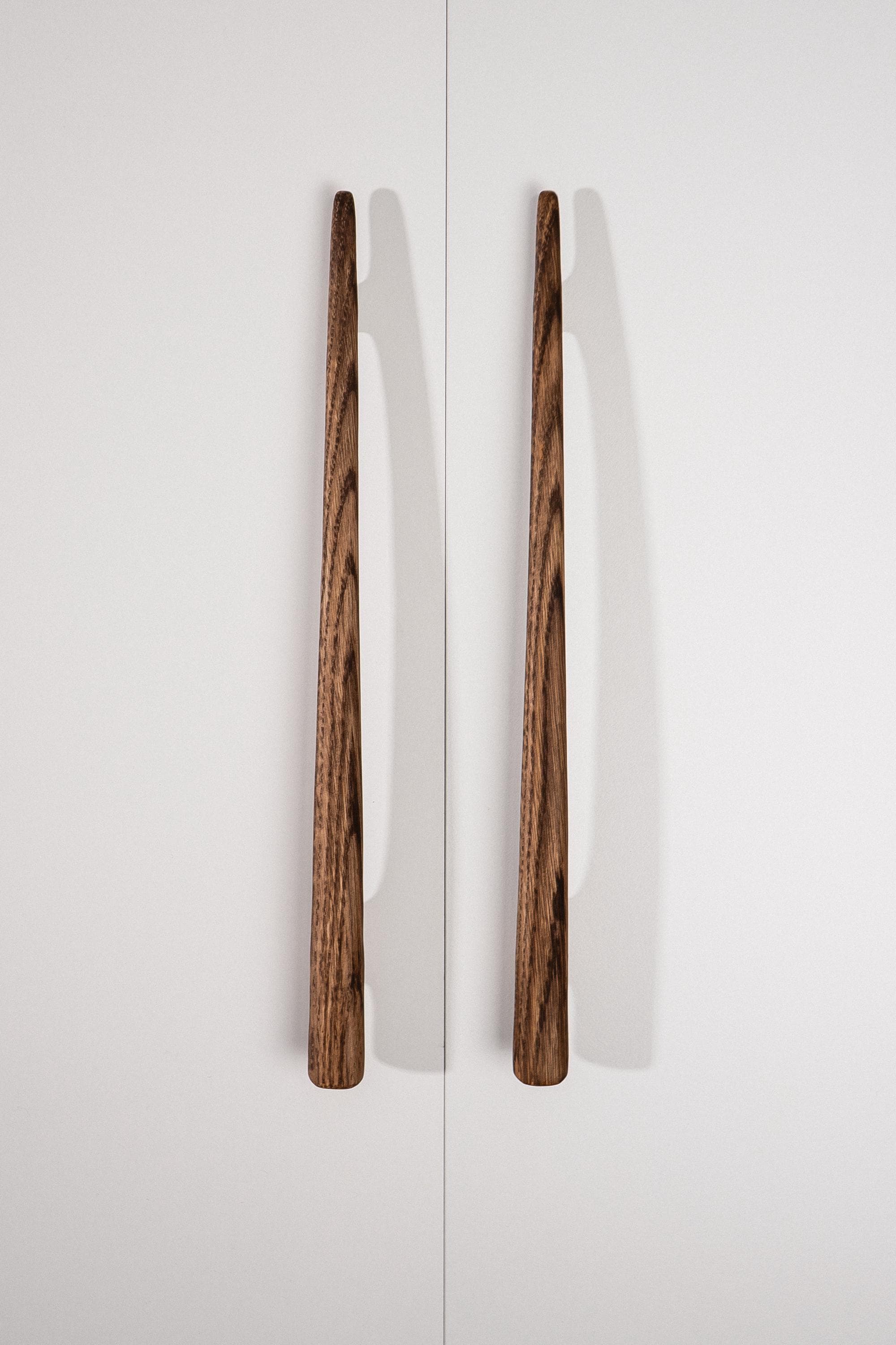 Glide Solid Oak Cabinet Handle, Long Wooden Handle for Kitchen Cabinets and Furniture, Walnut Finish