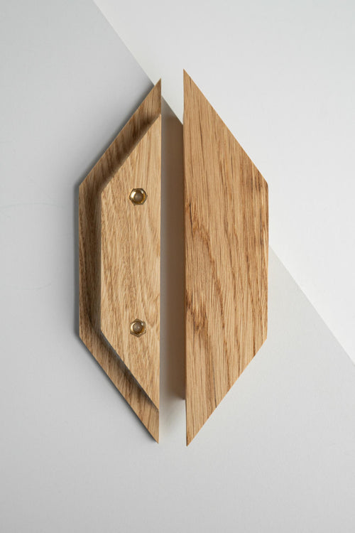 Geometric Solid Oak Cabinet Handles, Diamond-Shaped Wooden Drawer Pulls, Minimalist Cabinet Hardware, Trapezoid Furniture Handles