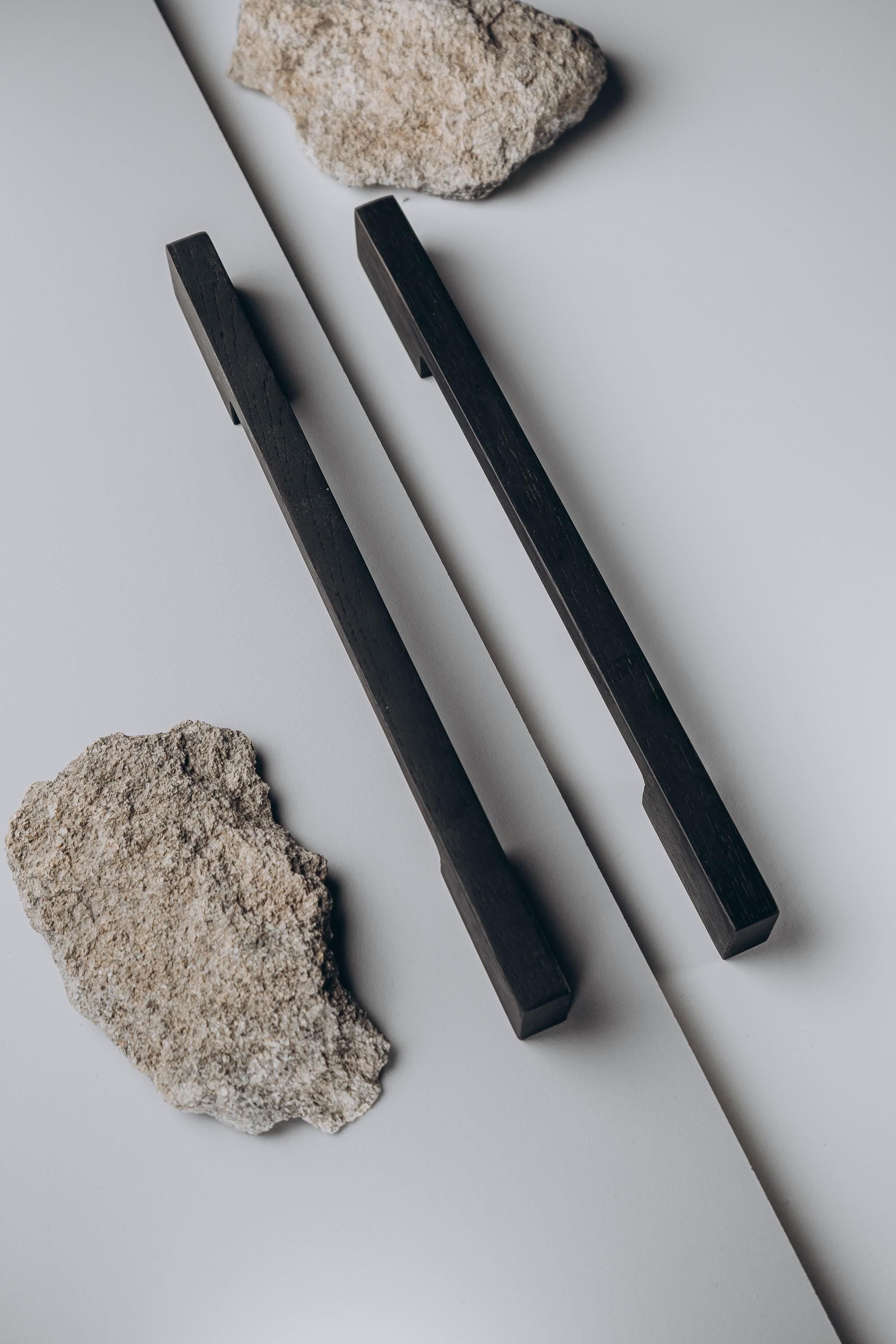Long Solid Oak Cabinet Handles, Minimalist Wooden Handles for Cabinets and Drawers, Modern Furniture Hardware