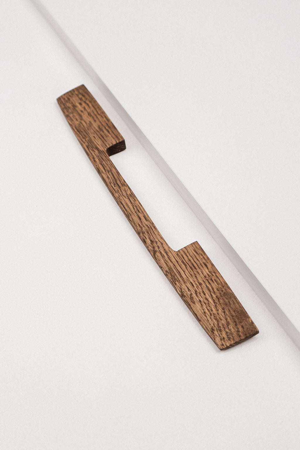 Ridge Solid Oak Cabinet Handle, Geometric Wooden Handle for Kitchen Cabinets and Furniture, Walnut Finish