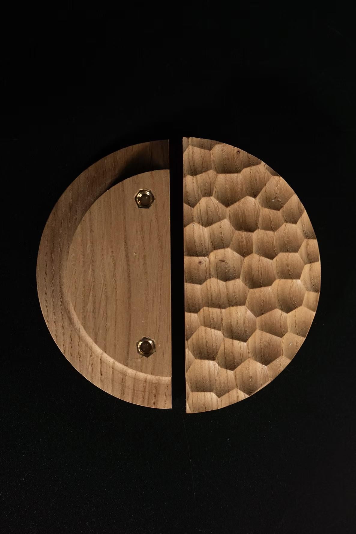 Wooden Cabinet Knobs, Minimalist Round Solid Oak Handles, Cabinet and Drawer Knobs, Modern Furniture Hardware