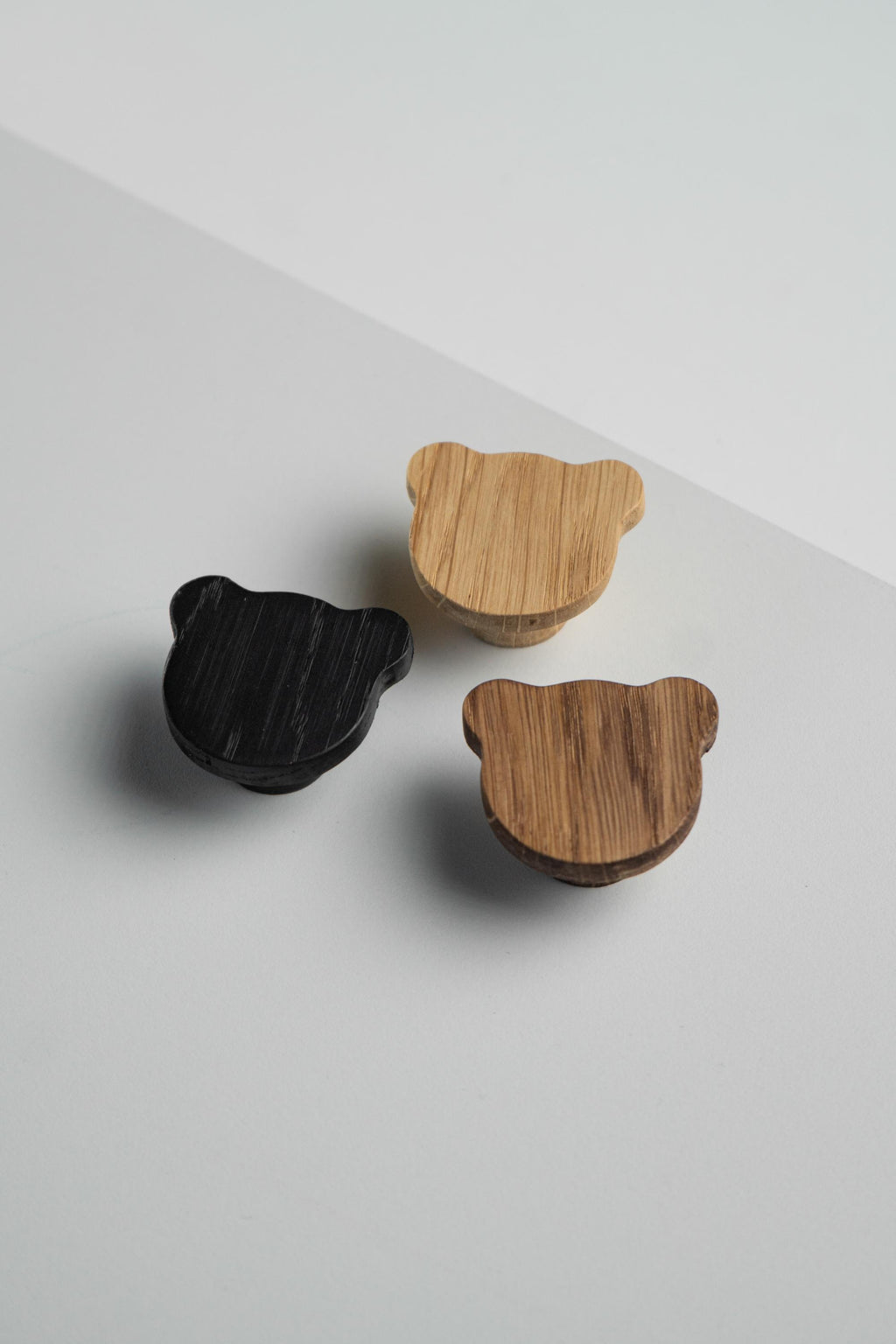 Bear Wooden Cabinet Knob, Solid Oak Kids Furniture Knob, Nursery Dresser and Wardrobe Handle