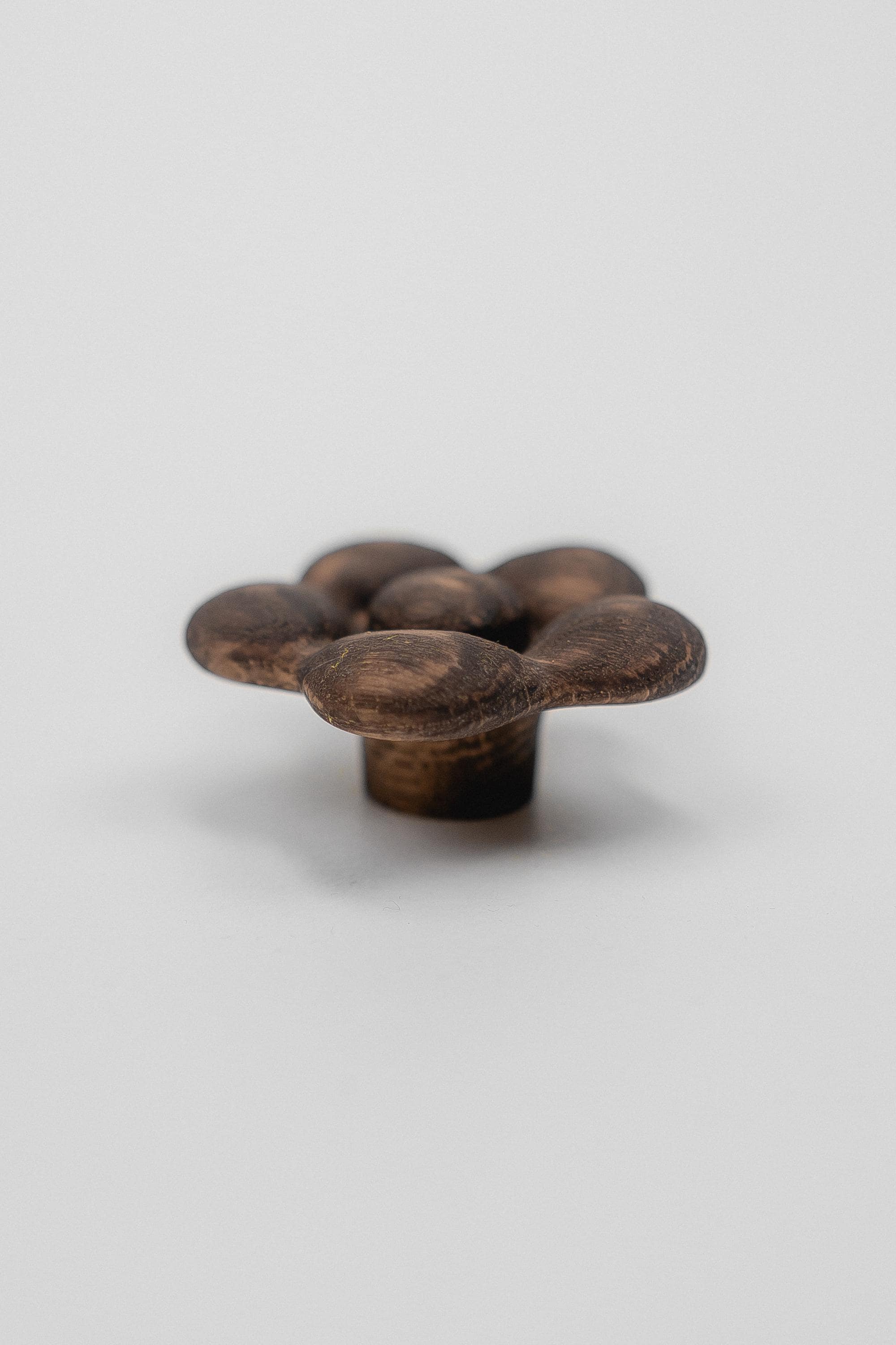 Solid Oak Flower Drawer Knob, Wooden Knob for Kids' Dresser, Decorative Nursery Cabinet Knob