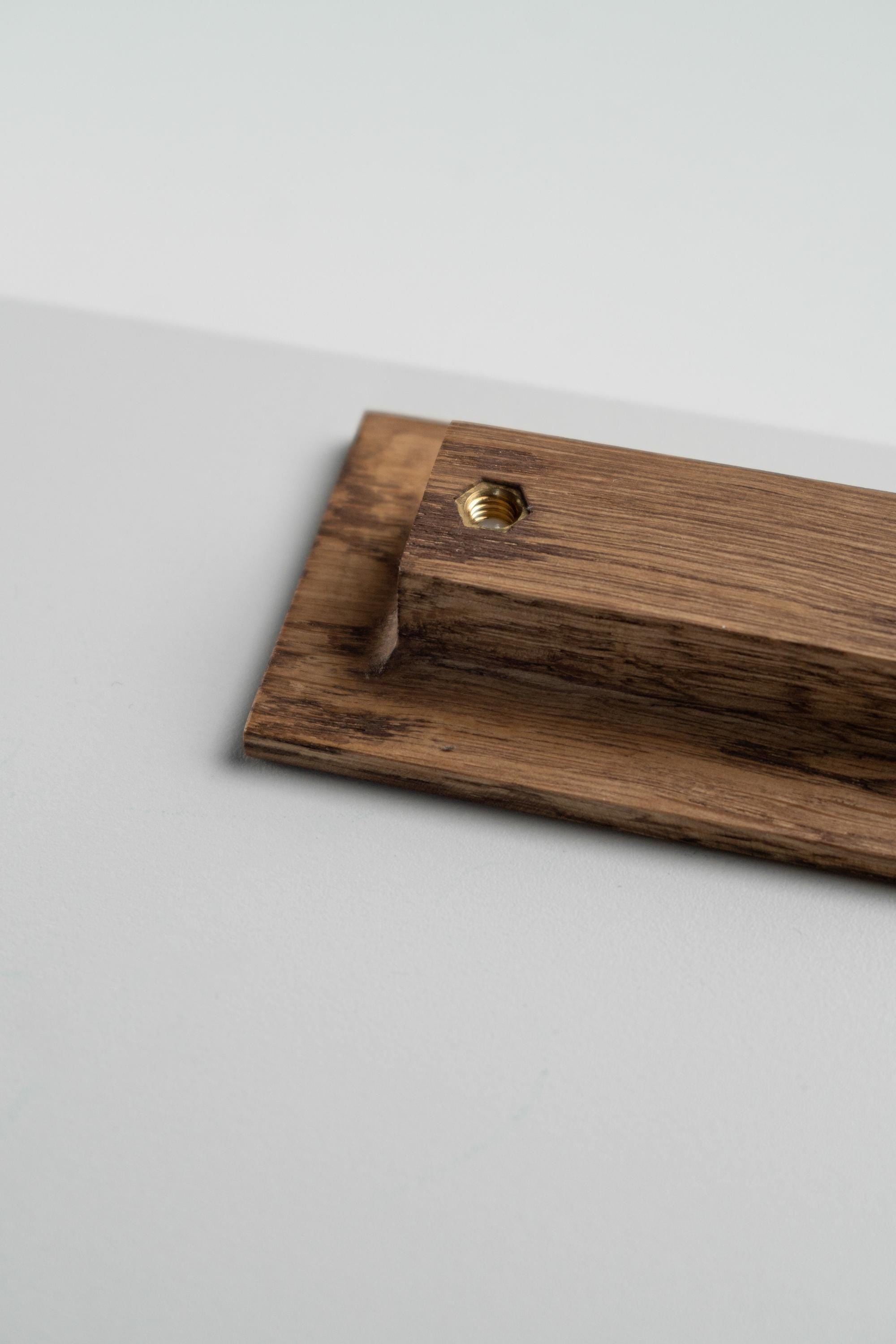 Modern Solid Oak Cabinet Handles, Minimalist Wooden Drawer Pulls, Designer Furniture Hardware