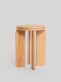 Round Solid Oak Side Table, Handcrafted Wooden End Table for Living Room