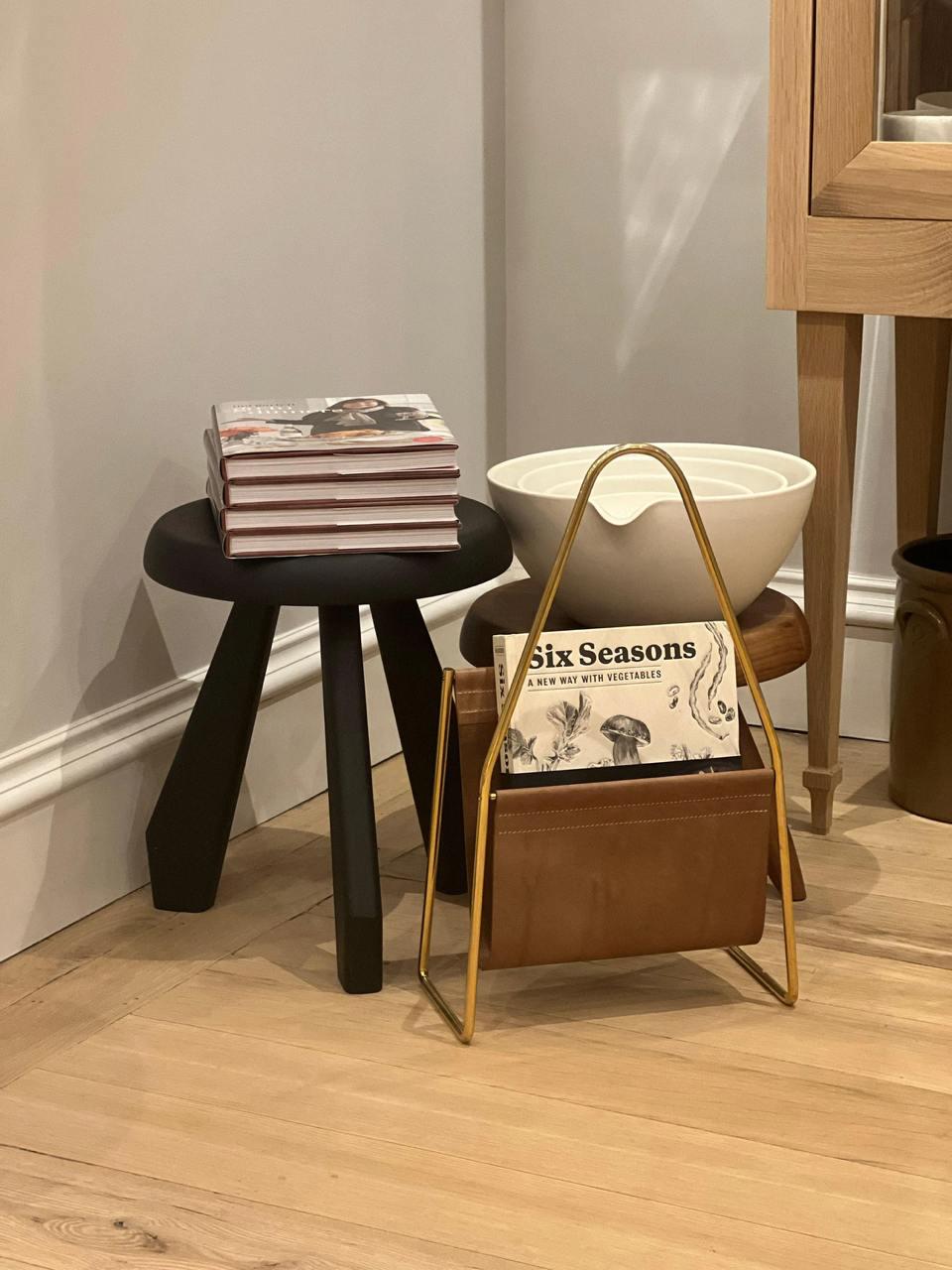 Meribel Solid Oak Stool, Round Wooden Stool Inspired by Charlotte Perriand