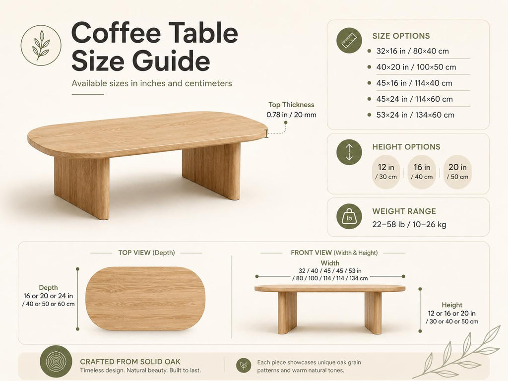 Solid Oak Coffee Table – Handcrafted Scandinavian Living Room Furniture