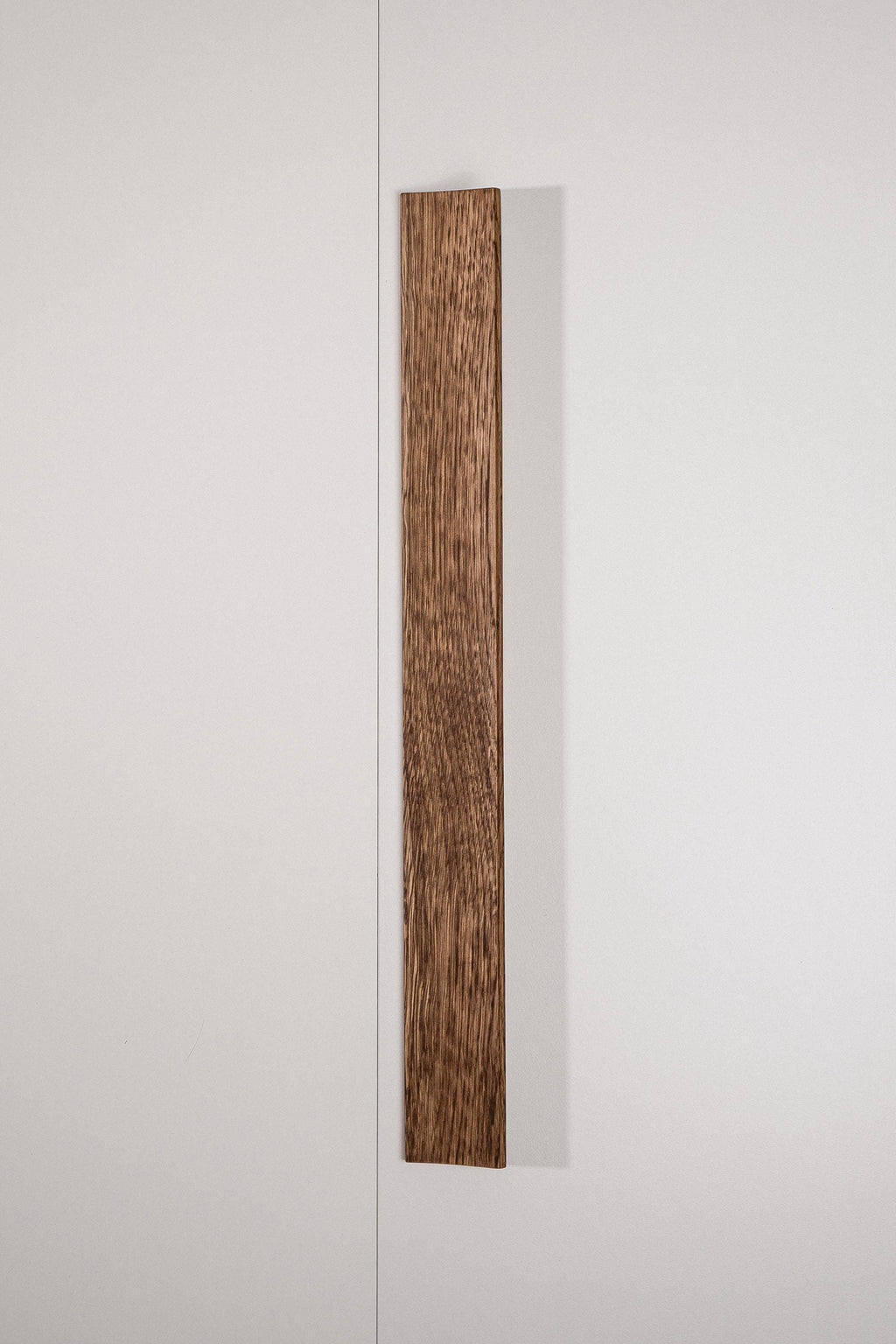 Plank Solid Oak Cabinet Handle, Long Wooden Furniture Handle, Walnut Finish