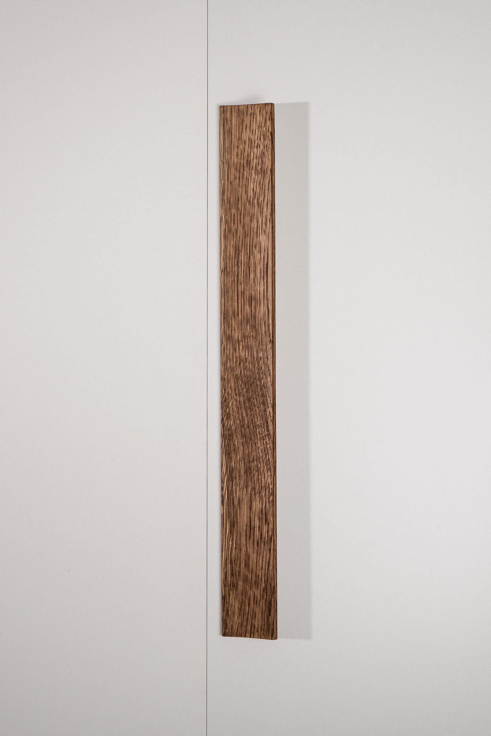 Plank Solid Oak Cabinet Handle, Long Wooden Furniture Handle, Walnut Finish