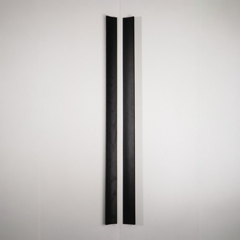 Plank Solid Oak Cabinet Handle, Black Wooden Furniture Handle