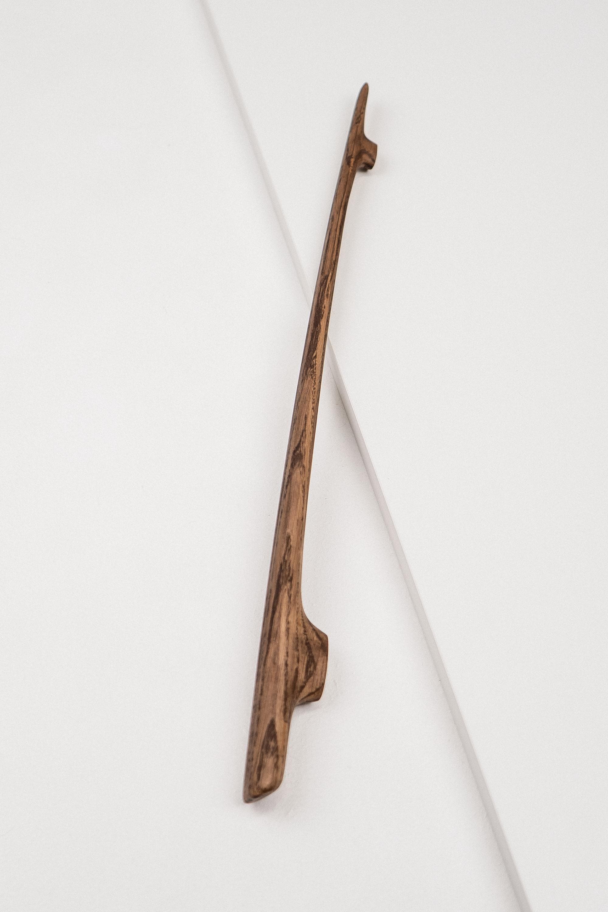 Glide Solid Oak Cabinet Handle, Long Wooden Handle for Kitchen Cabinets and Furniture, Walnut Finish