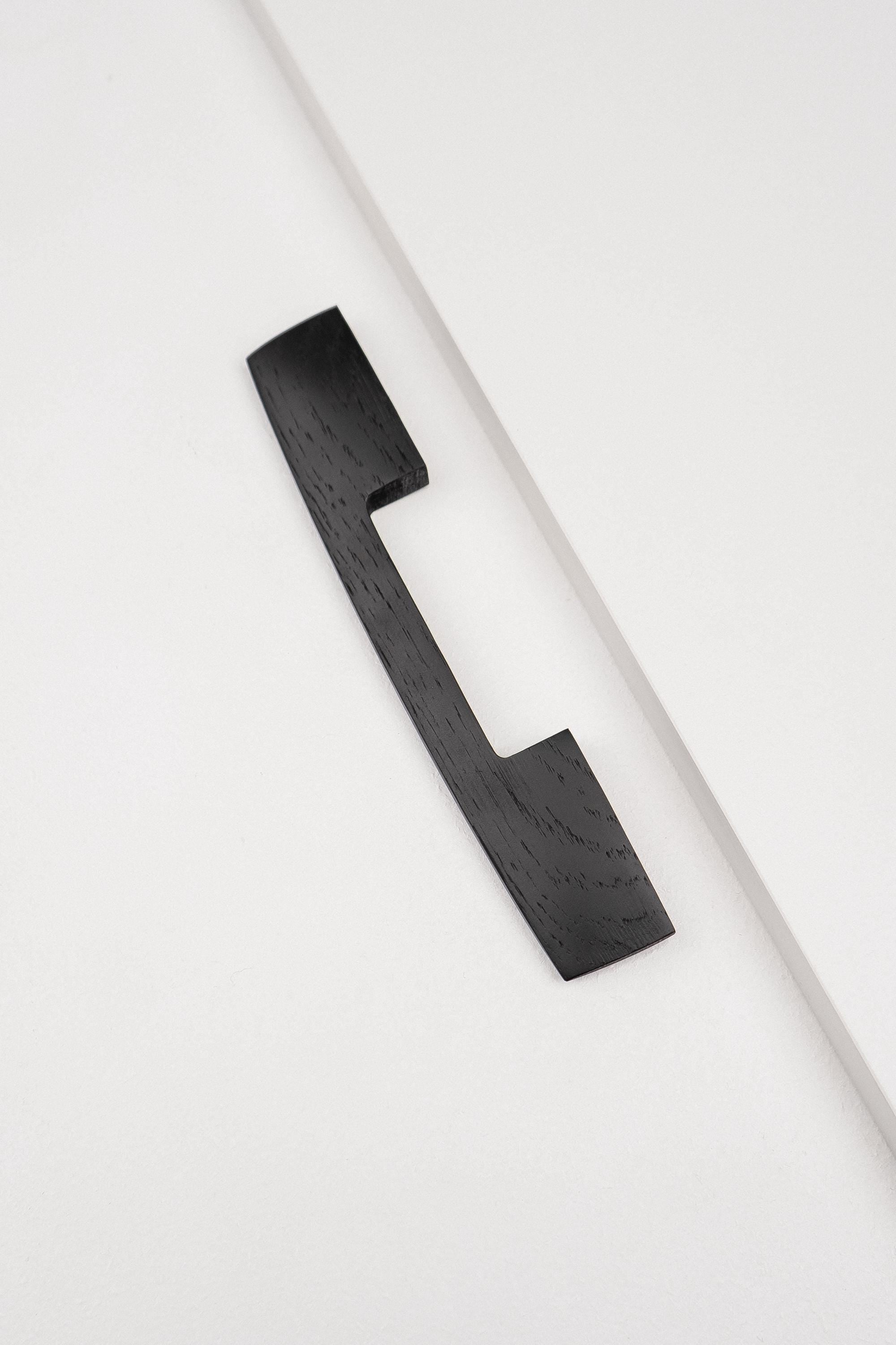 Ridge Black Oak Cabinet Handle, Geometric Wooden Handle for Kitchen Cabinets and Furniture