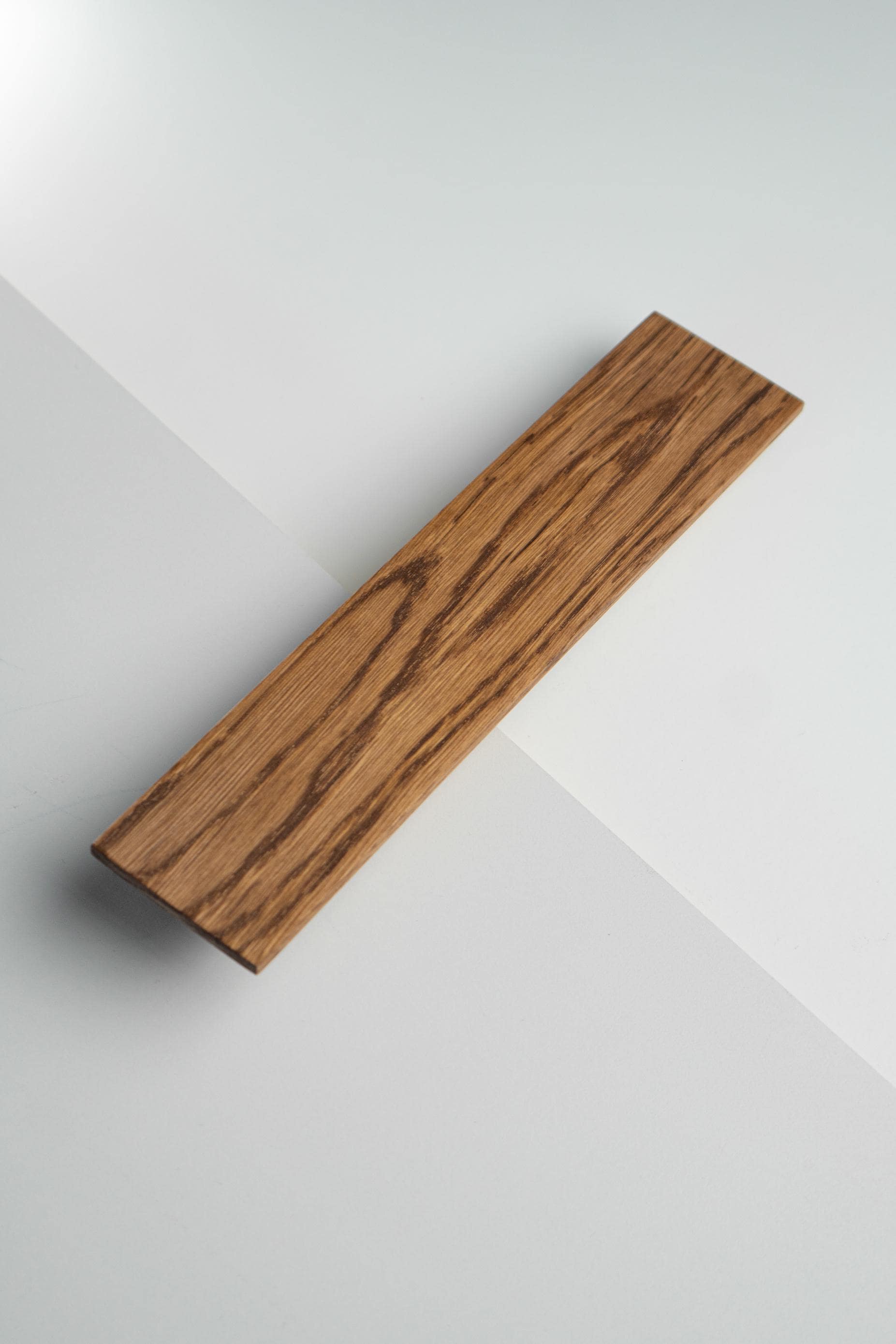 Modern Solid Oak Cabinet Handles, Minimalist Wooden Drawer Pulls, Designer Furniture Hardware