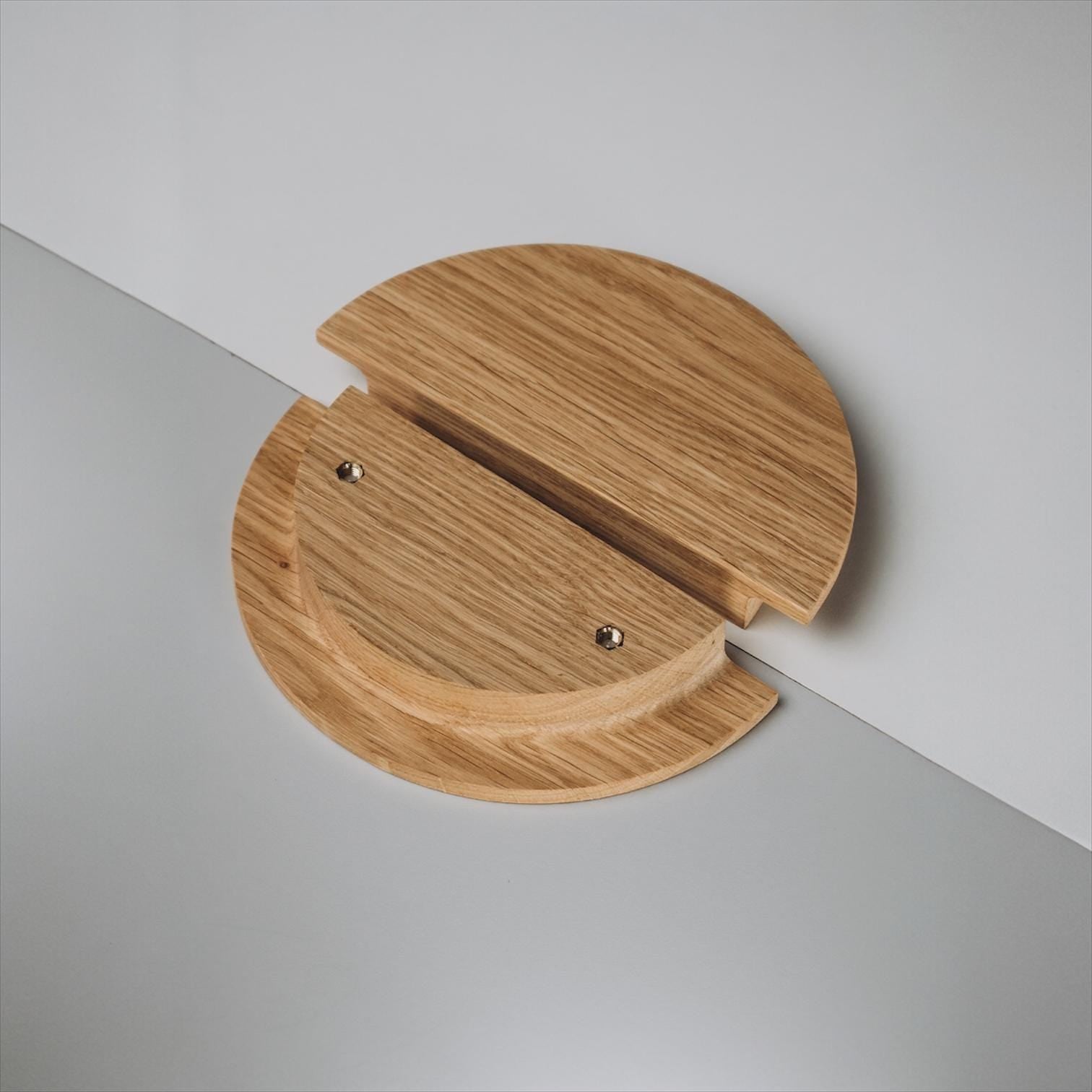 Wooden Cabinet Handles, Minimalist Round Solid Oak Handles, Modern Drawer Pulls, Contemporary Furniture Hardware