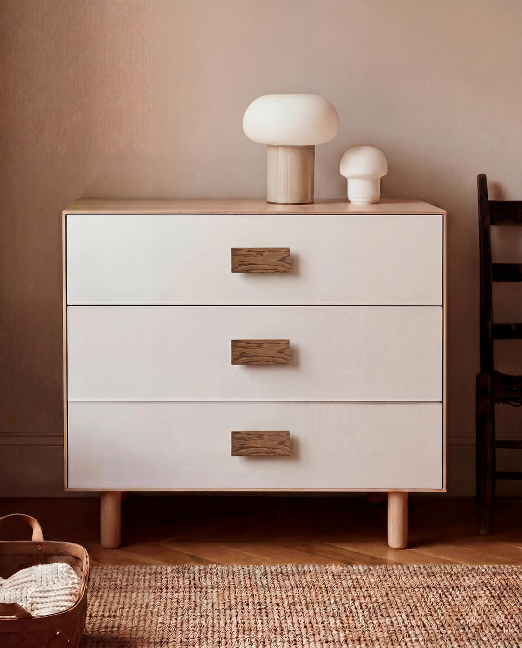 Modern Solid Oak Cabinet Handles, Minimalist Wooden Drawer Pulls, Designer Furniture Hardware
