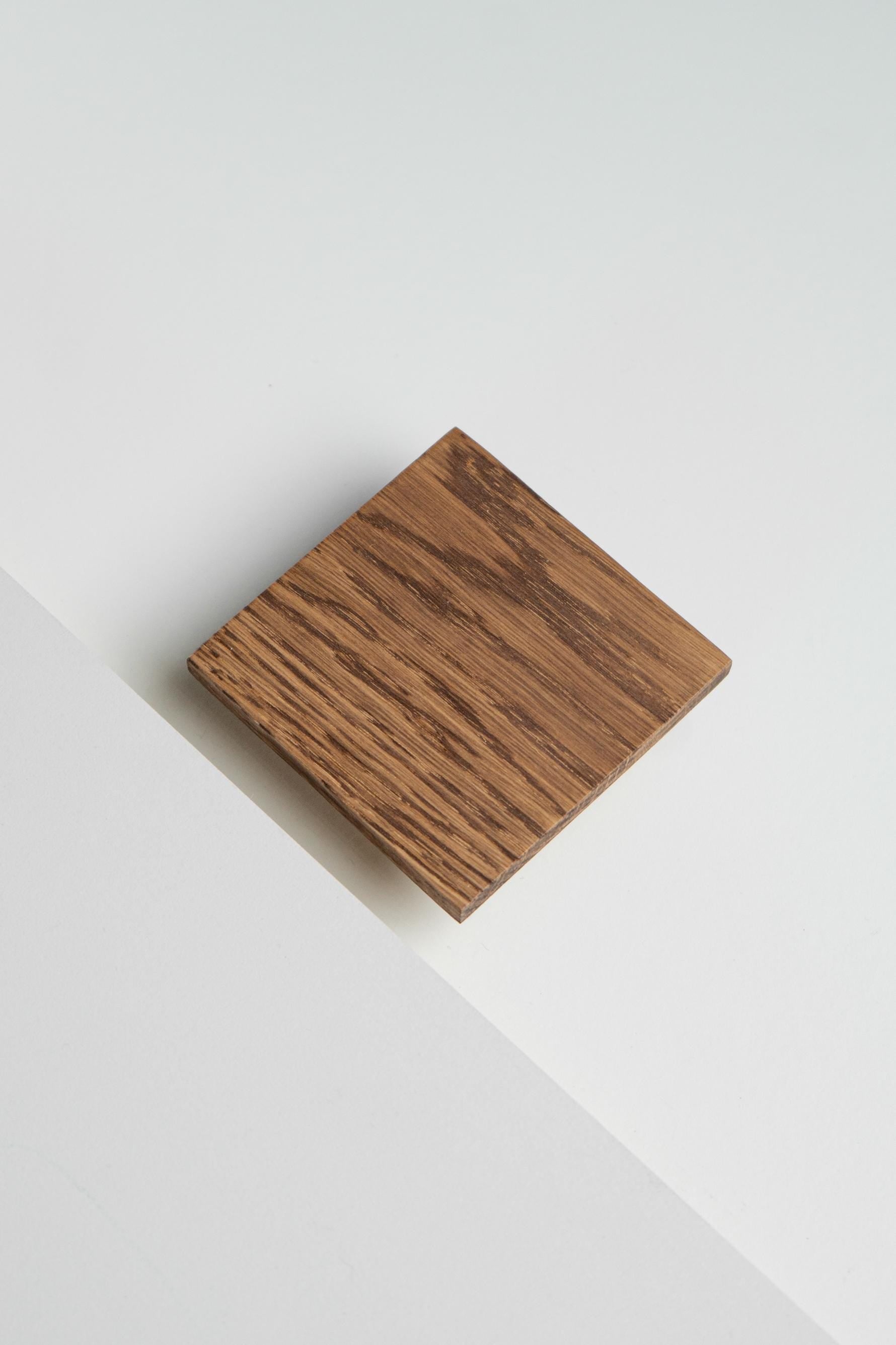 Square Solid Oak Cabinet Handle, Minimalist Wooden Drawer Pull, Modern Furniture Hardware