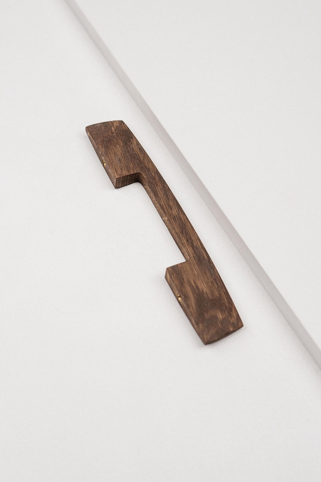 Ridge Solid Oak Cabinet Handle, Geometric Wooden Handle for Kitchen Cabinets and Furniture, Walnut Finish