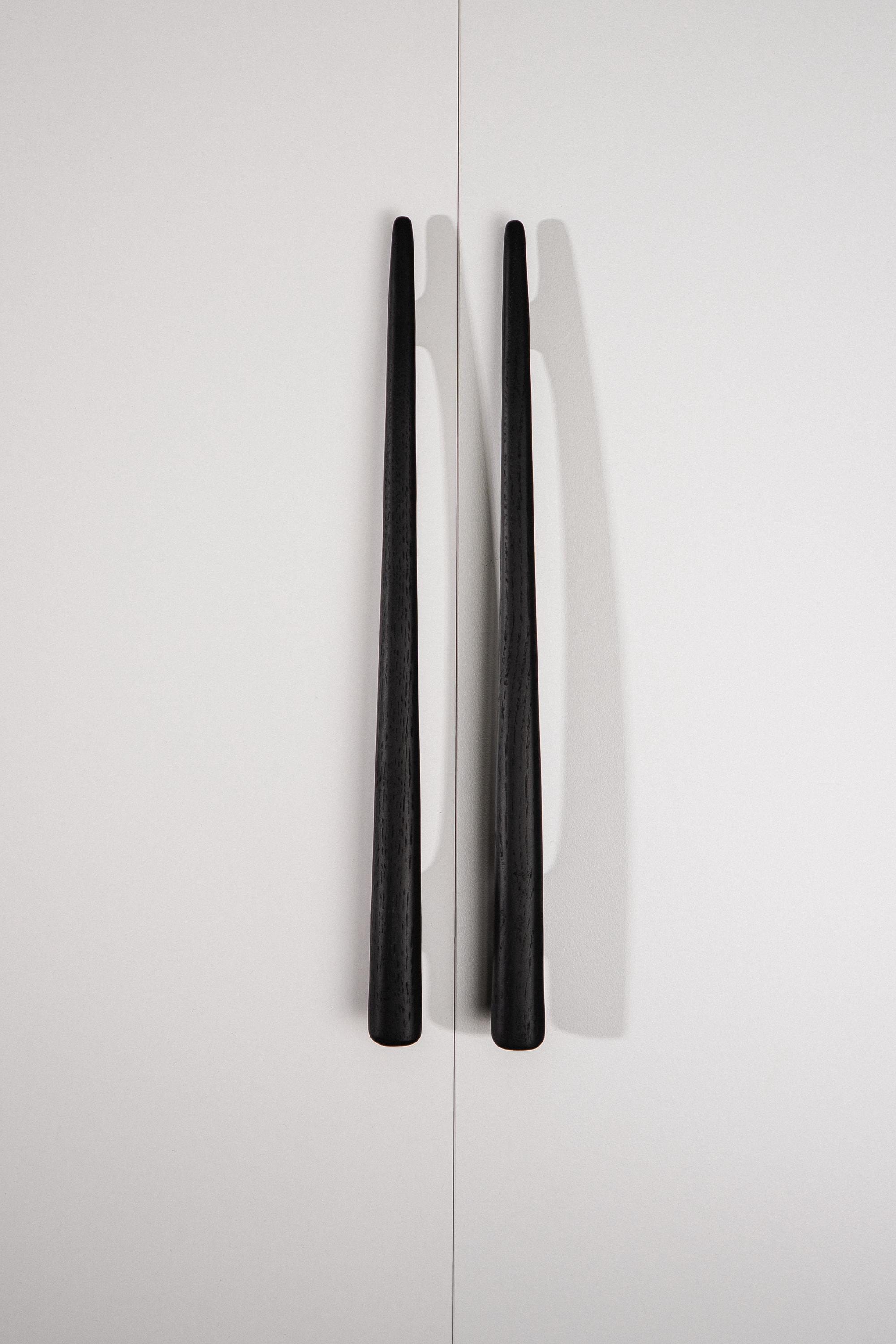 Glide Black Oak Cabinet Handle, Long Wooden Handle for Kitchen Cabinets and Furniture
