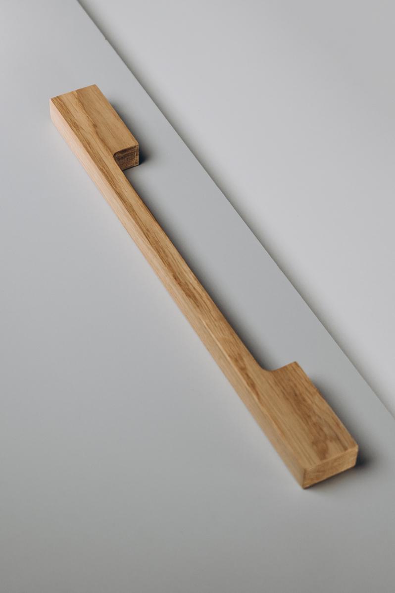 Long Solid Oak Cabinet Handles, Minimalist Wooden Handles for Cabinets and Drawers, Modern Furniture Hardware