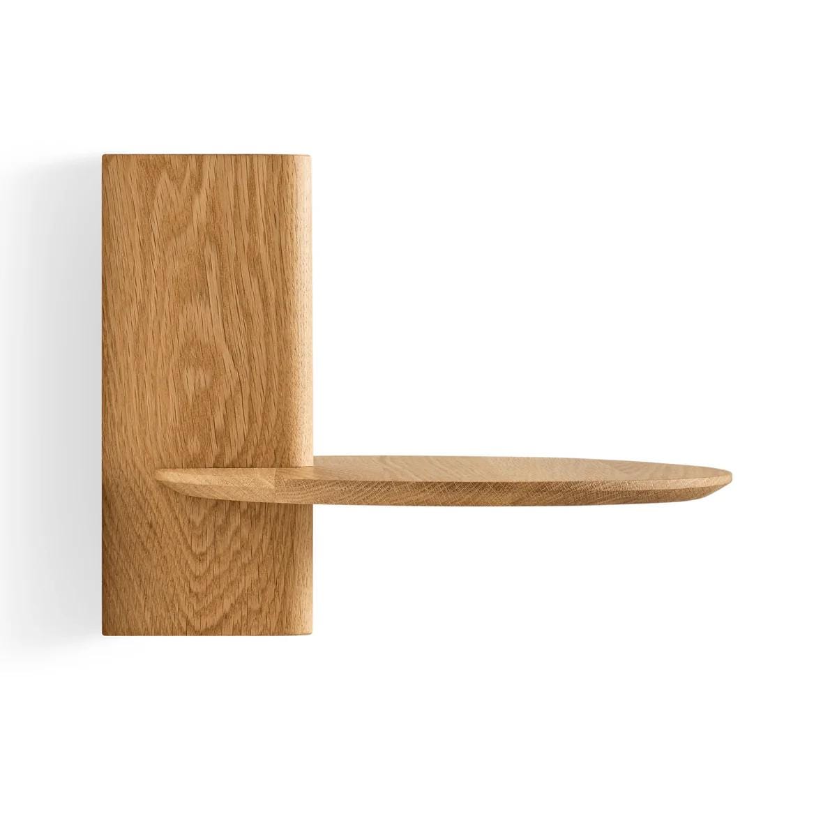 Round Solid Oak Wall Shelf, Minimalist Floating Wooden Shelf, Modern Bedside Shelf for Small Spaces