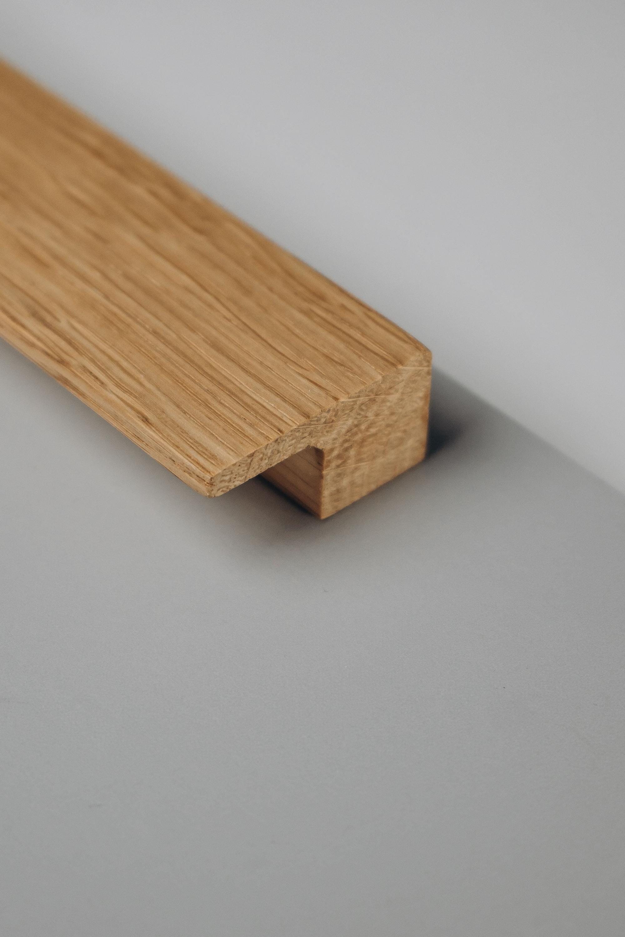 Long Solid Oak Cabinet Handles, Minimalist Wooden Drawer Pulls, Modern Furniture Hardware