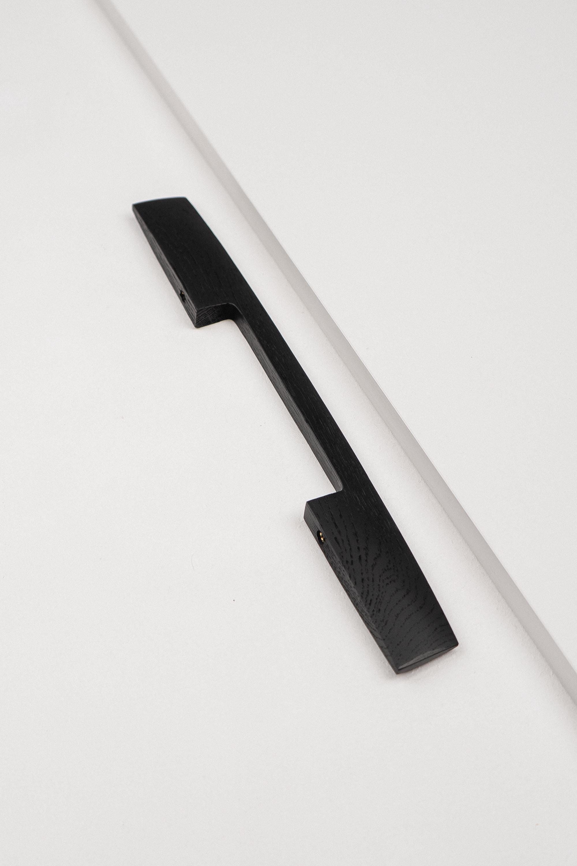 Ridge Black Oak Cabinet Handle, Geometric Wooden Handle for Kitchen Cabinets and Furniture