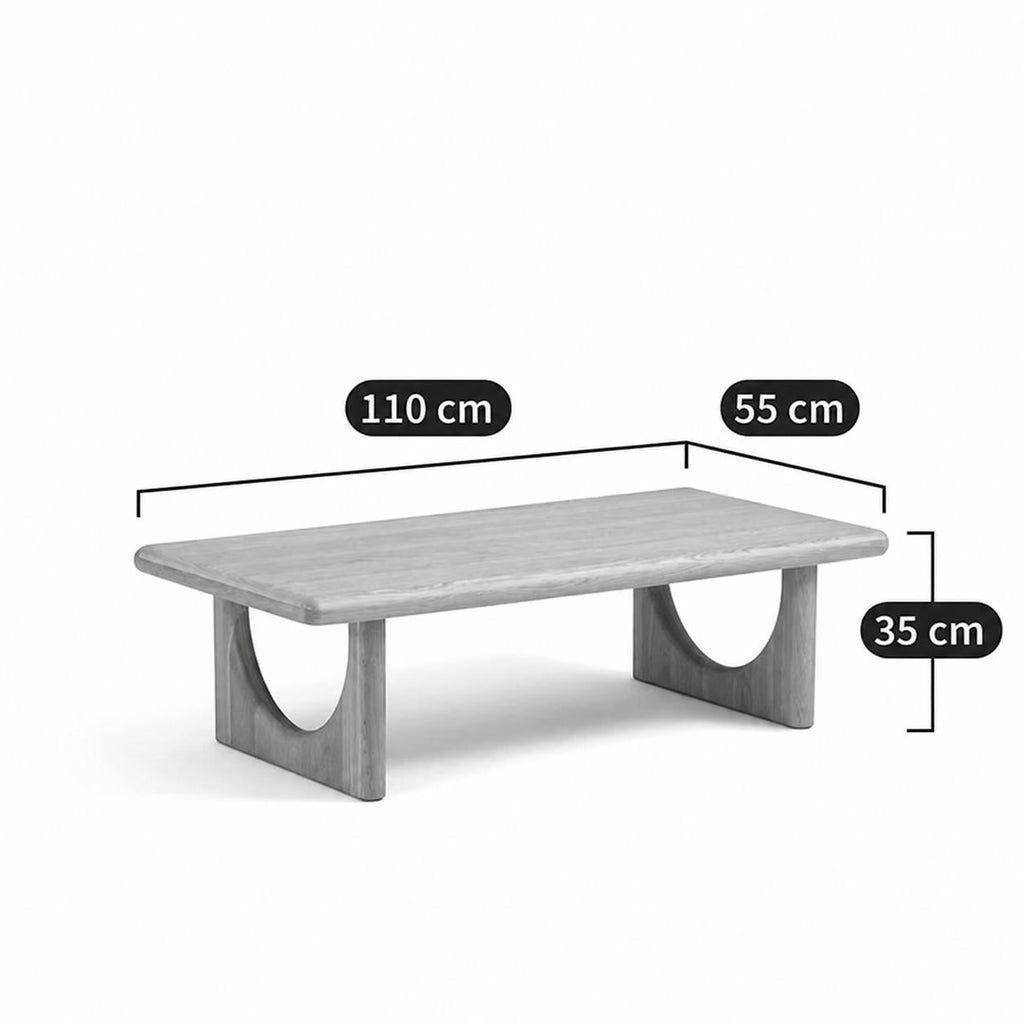 Solid Oak Coffee Table, Organic Modern Japandi Coffee Table, Minimalist Wooden Living Room Table