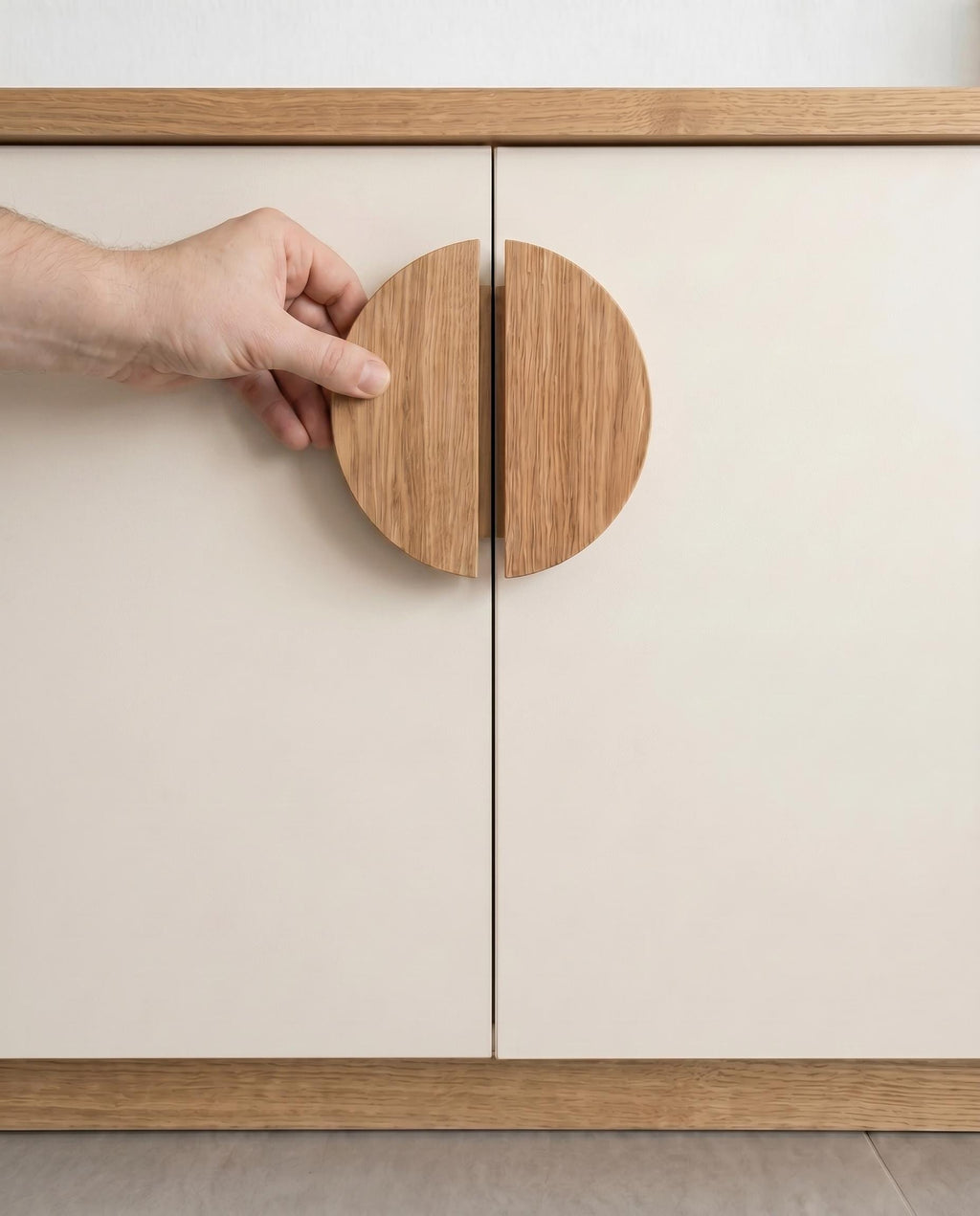Wooden Cabinet Handles, Minimalist Round Solid Oak Handles, Modern Drawer Pulls, Contemporary Furniture Hardware