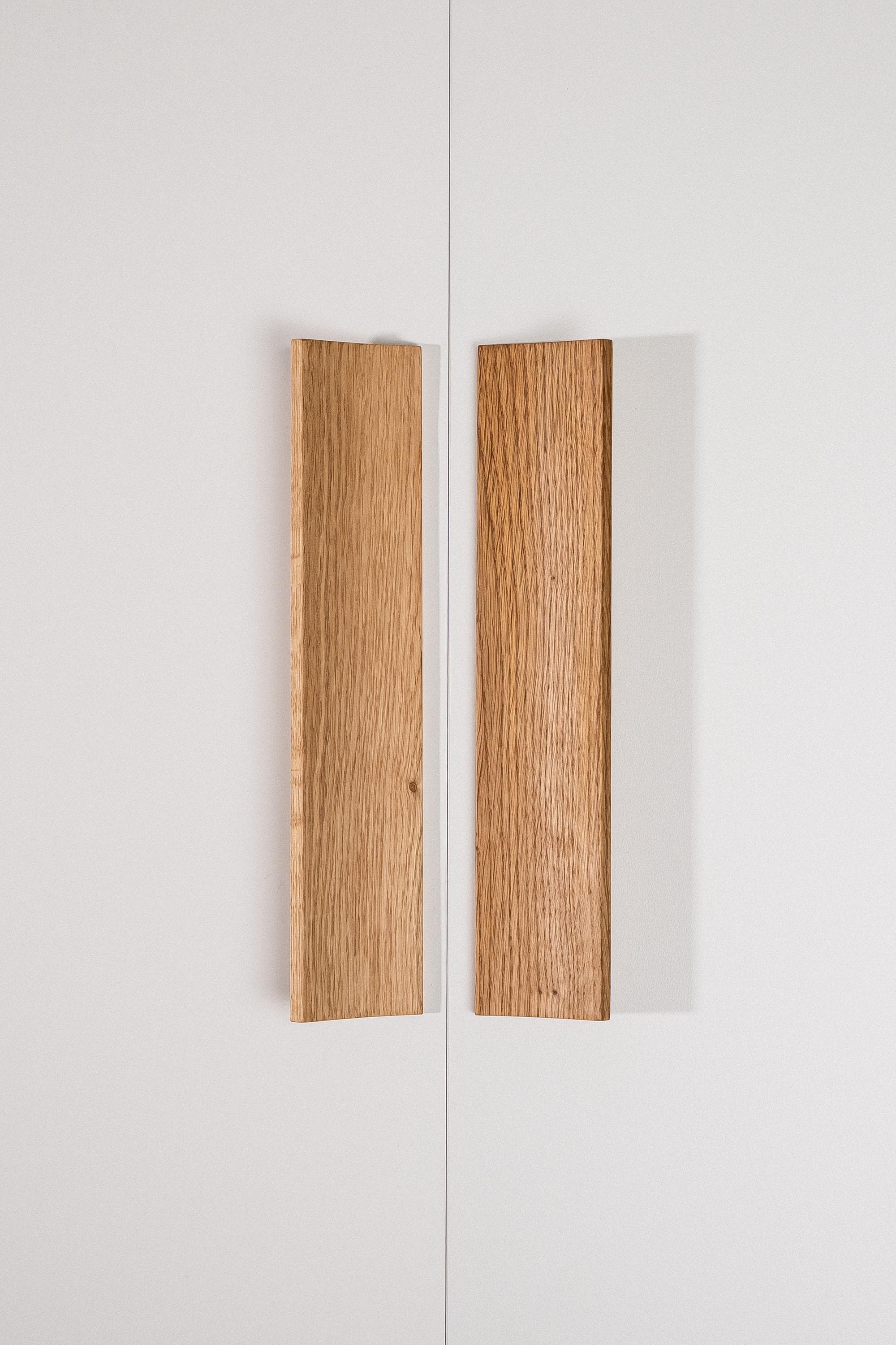 Plank Solid Oak Cabinet Handle, Long Wooden Furniture Handle, Walnut Finish