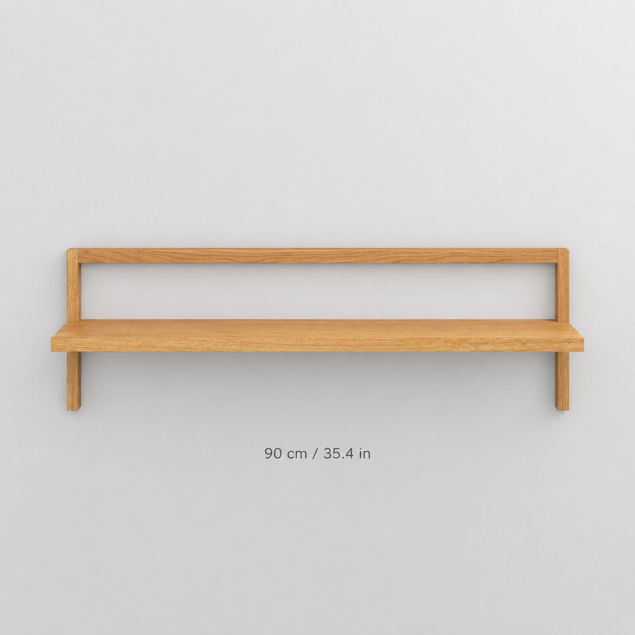 **Solid Oak Floating Shelf with Back Rail, Minimalist Wooden Display Shelf for Modern Homes**