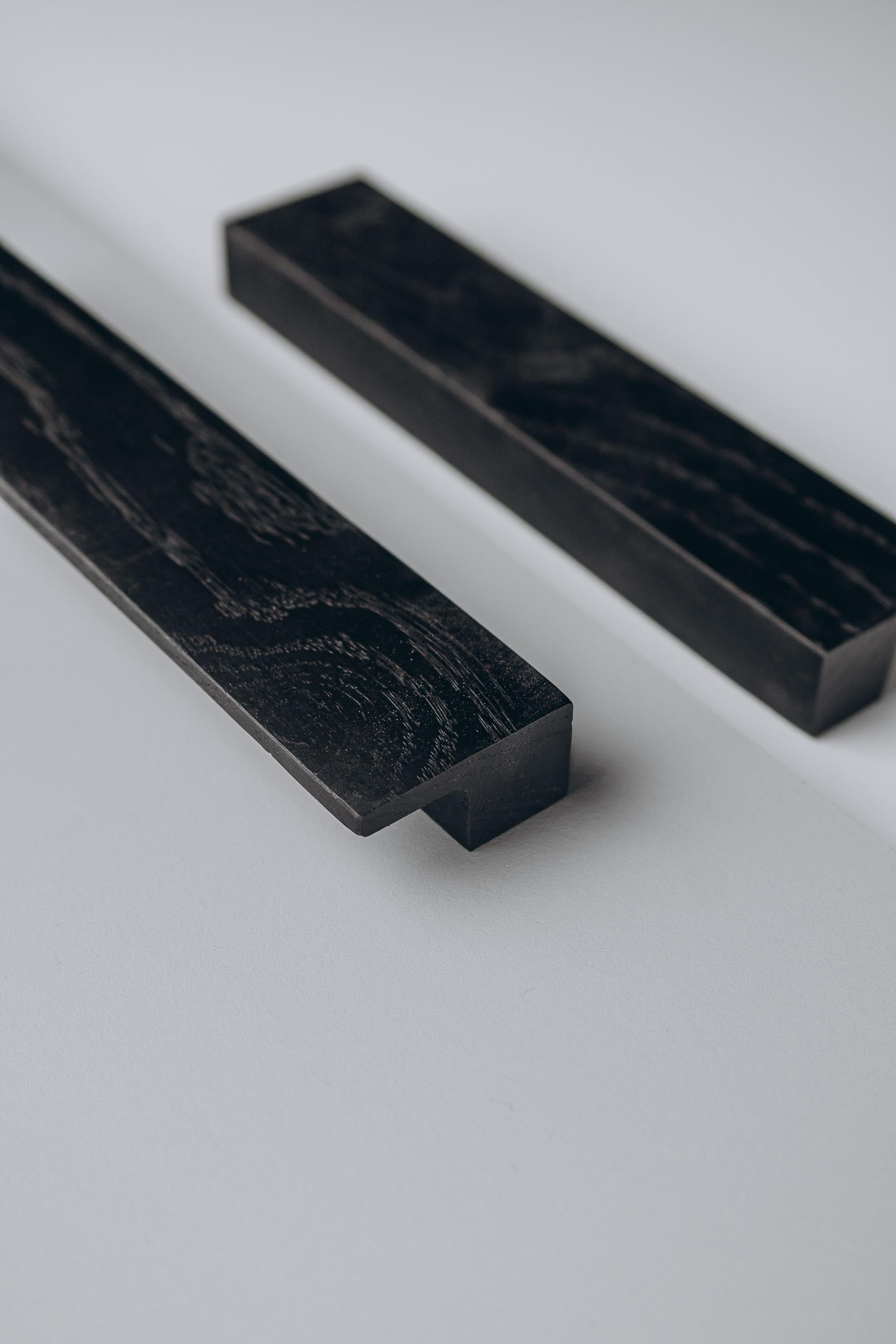 Long Solid Oak Cabinet Handles, Minimalist Wooden Drawer Pulls, Modern Furniture Hardware