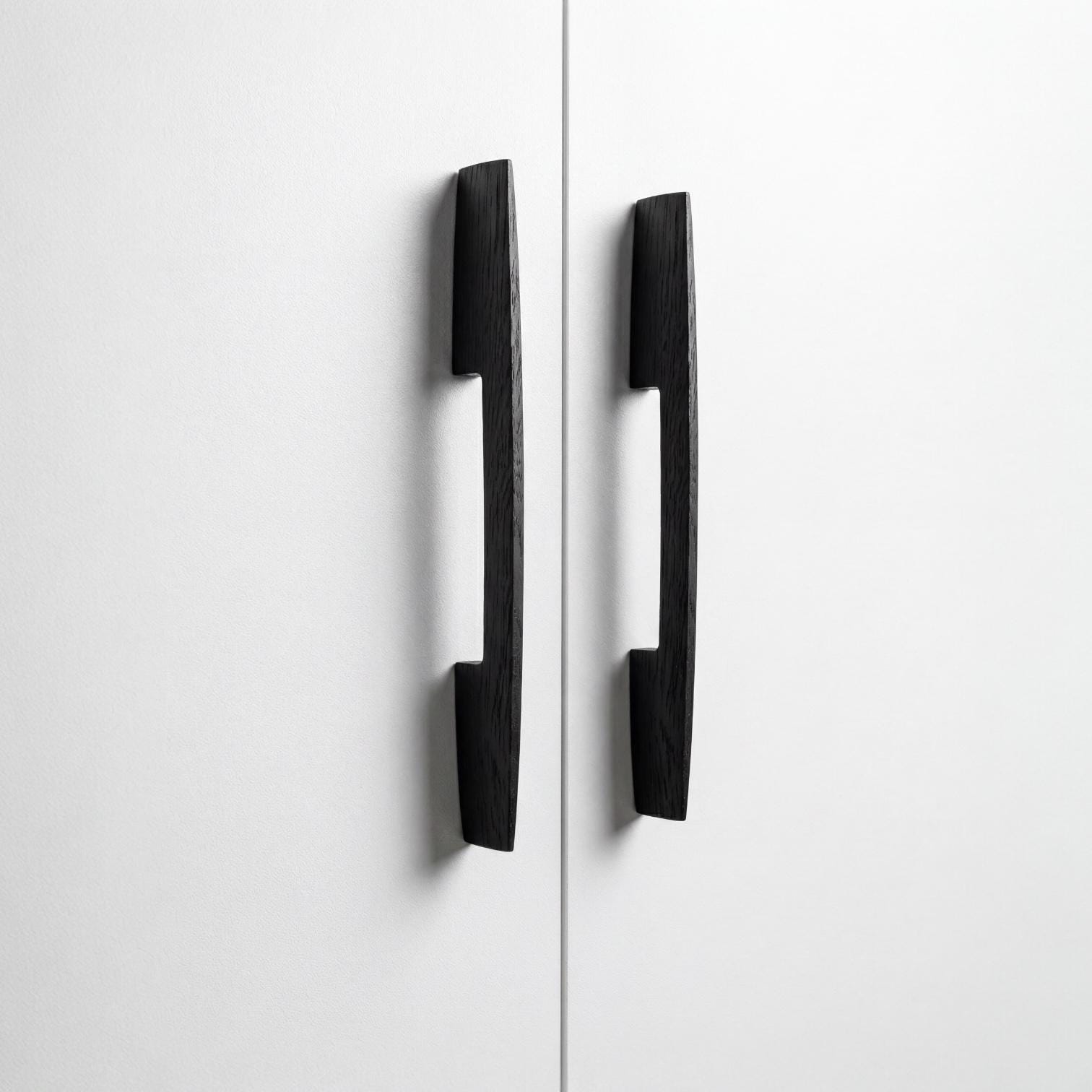 Ridge Black Oak Cabinet Handle, Geometric Wooden Handle for Kitchen Cabinets and Furniture
