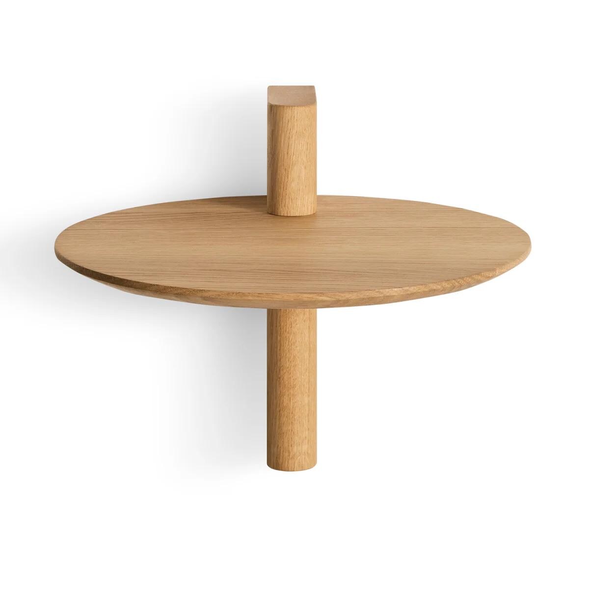 Round Solid Oak Wall Shelf, Minimalist Floating Wooden Shelf, Modern Bedside Shelf for Small Spaces