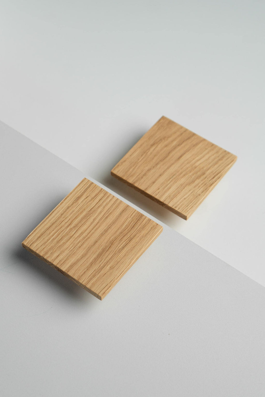 Square Solid Oak Cabinet Handle, Minimalist Wooden Drawer Pull, Modern Furniture Hardware
