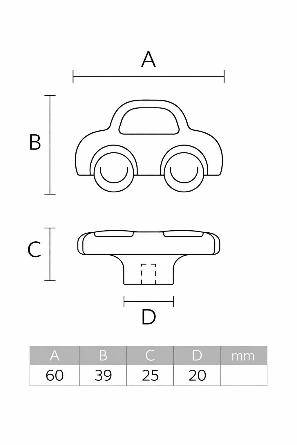 Solid Oak Car Drawer Knob, Natural Wooden Cabinet Handle for Kids' Room Furniture