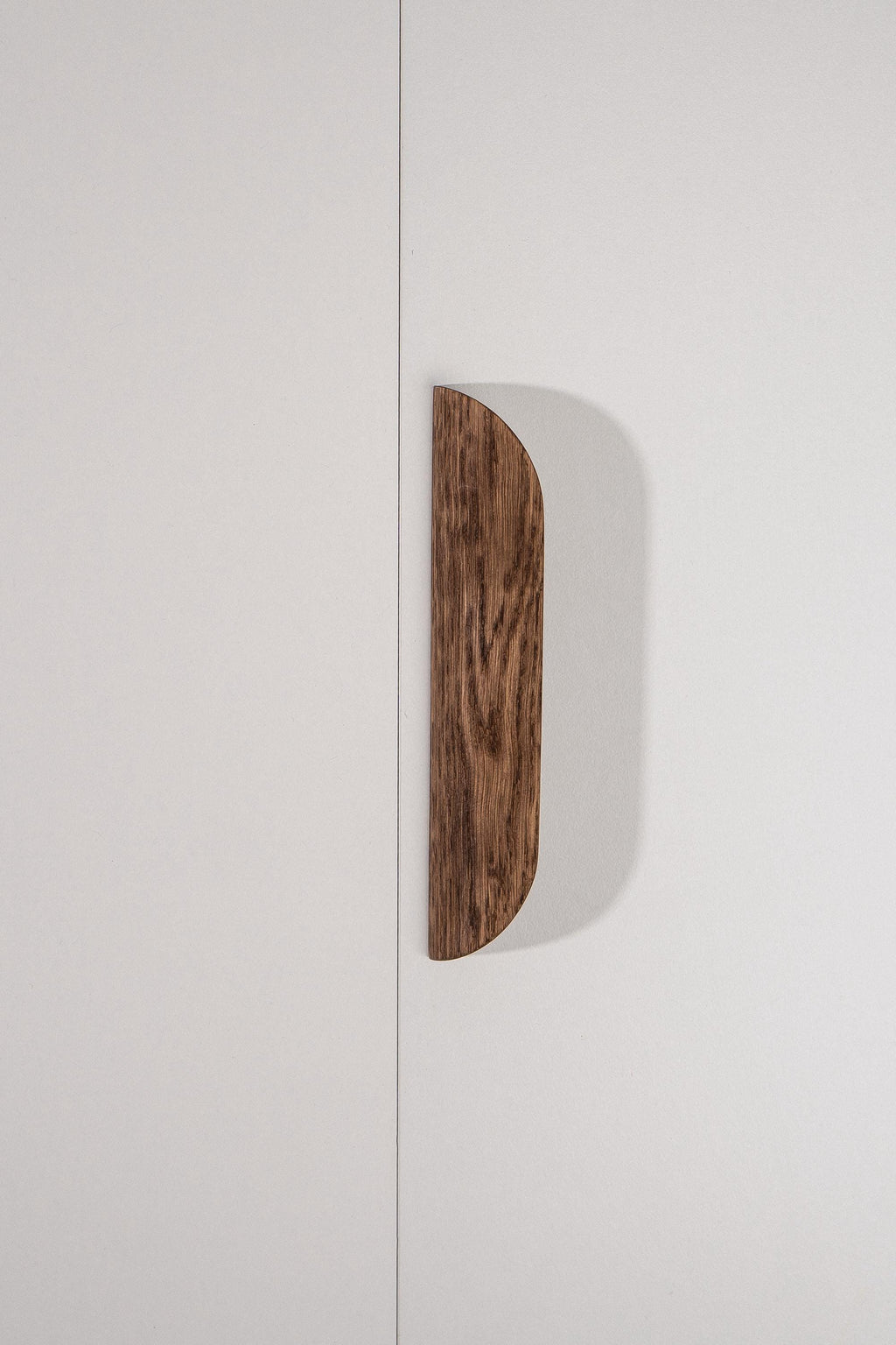 Tide Solid Oak Cabinet Handle, Rounded Wooden Handle for Kitchen Cabinets and Furniture, Walnut Finish
