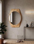 Aurelia Round Solid Oak Mirror, Natural Wood Wall Mirror, Organic Entryway & Bathroom Mirror