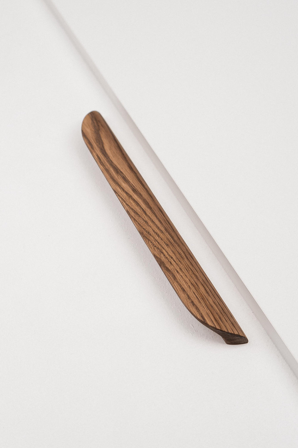 Tide Solid Oak Cabinet Handle, Rounded Wooden Handle for Kitchen Cabinets and Furniture, Walnut Finish