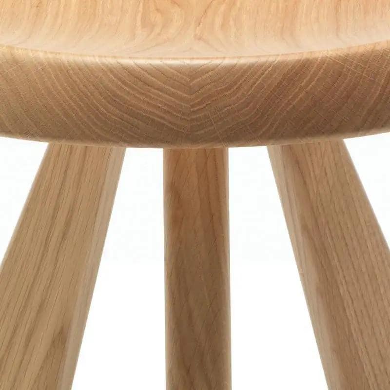 Meribel Solid Oak Stool, Round Wooden Stool Inspired by Charlotte Perriand