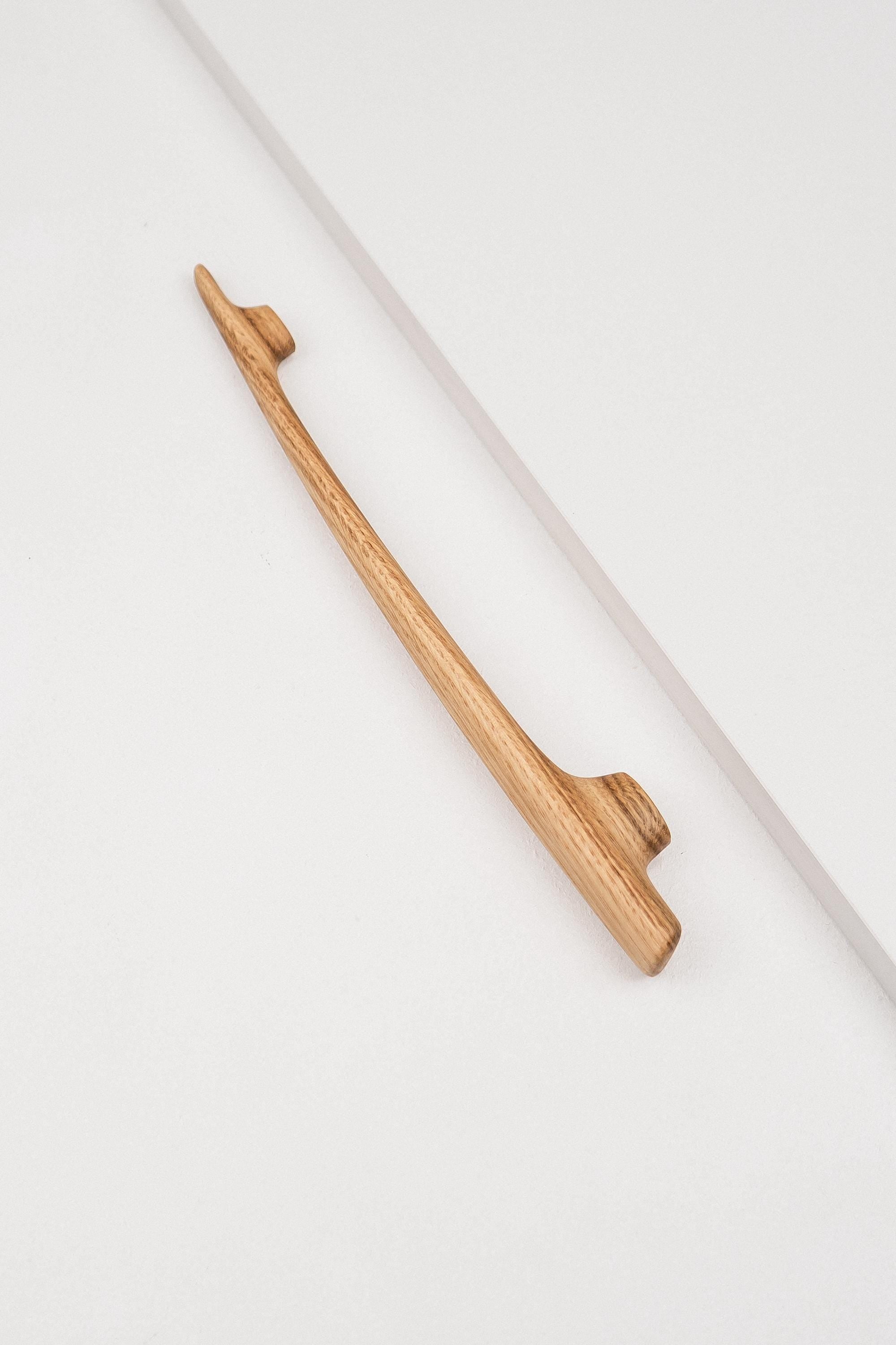Glide Solid Oak Cabinet Handle, Long Wooden Handle for Kitchen Cabinets and Furniture