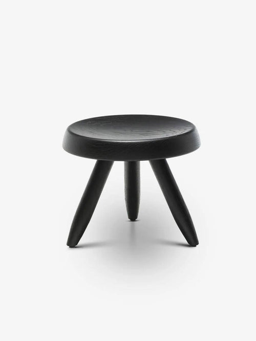 Berger Solid Oak Stool, Charlotte Perriand-Inspired Wooden Accent Seat, Round Minimalist Stool
