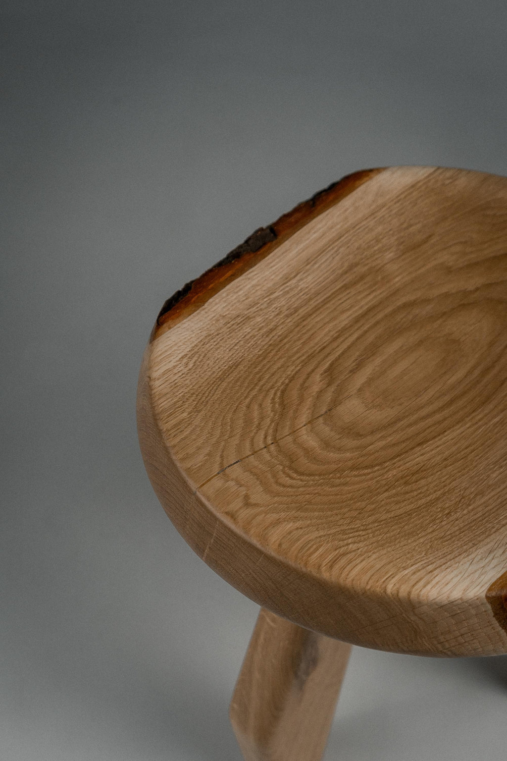 Meribel Milking Stool, Charlotte Perriand Inspired Oak Stool, Rustic Wooden Accent Seat