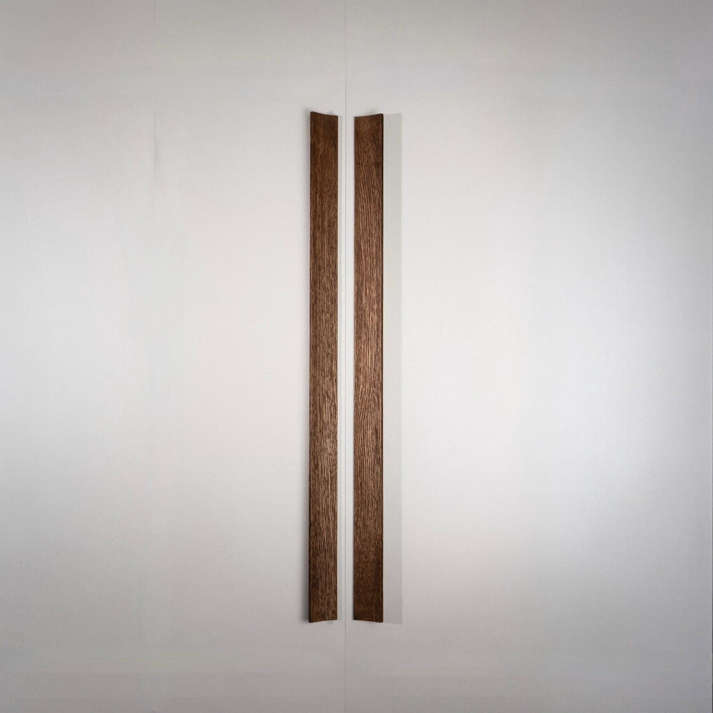 Plank Solid Oak Cabinet Handle, Long Wooden Furniture Handle, Walnut Finish